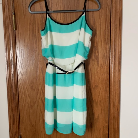 B Darlin Dresses & Skirts - B. Darlin Blue and White Striped Spaghetti Strap Dress